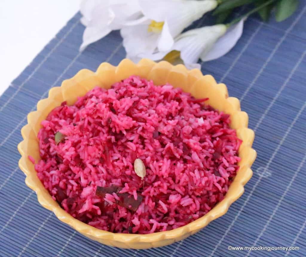 Beetroot rice is ready to Serve