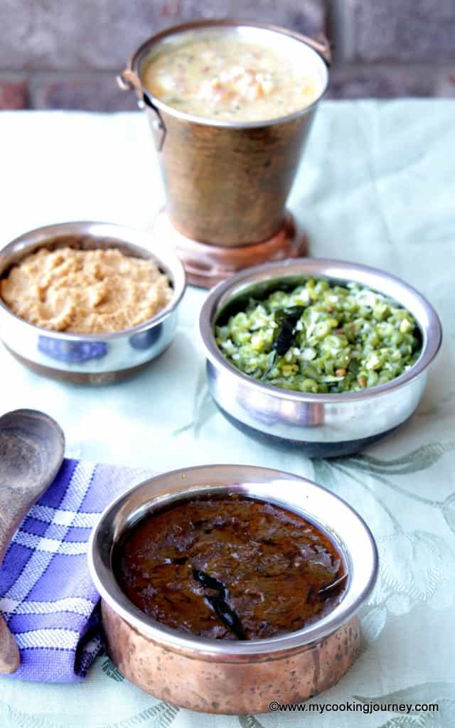 Milagu Kuzhambu with beans curry, thuvayal and pachadi