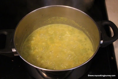 Cooked Peerkangai and moong dal