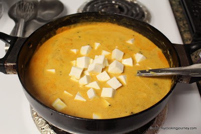 Adding the soaked paneer