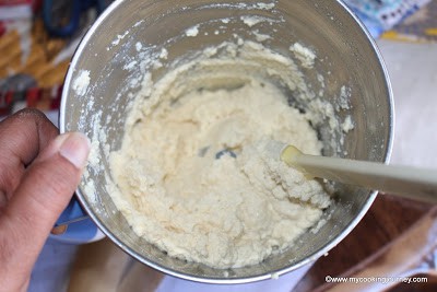Almonds ground into a paste in a mixer jar