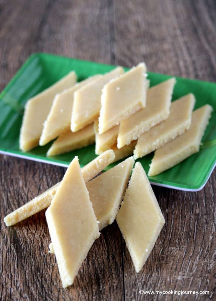 Badam Katli in a green plate