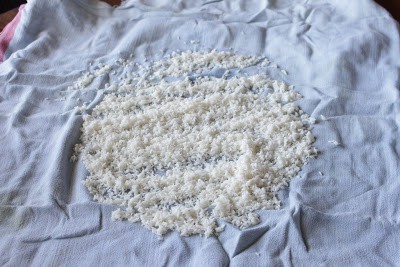 Soaked Rice left to dry