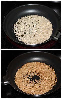 Frying the urad dal 