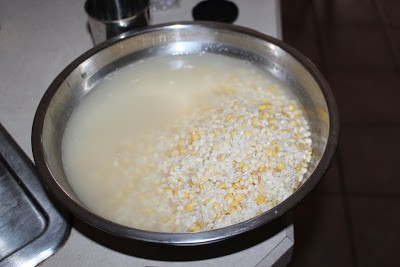 Soaking rice, dal and methi seeds