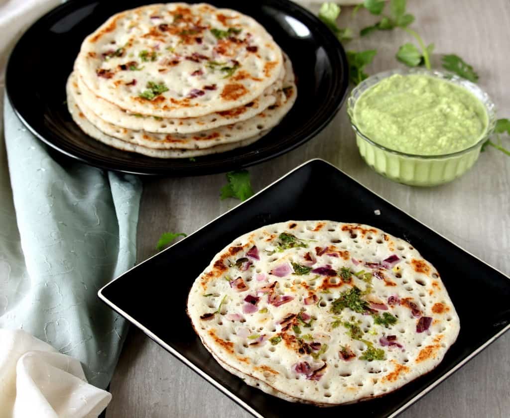 Onion Oothappam - Final product with chutney