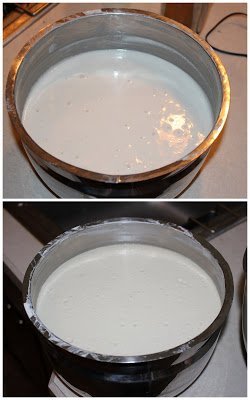 Making the batter and letting it ferment.