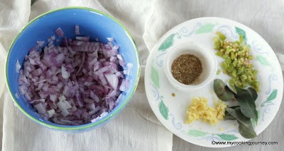 onions and seasoning for pakoda