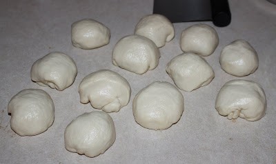 Shaping the dough.