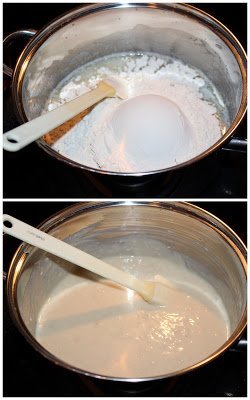 Mixing flour in milk