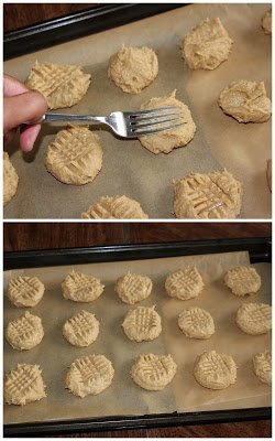 making criss cross pattern on the cookie dough