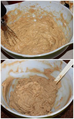 mixing peanut butter, honey, brown sugar and yogurt in a bowl
