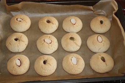 Cookies are baked with dry fruits on top