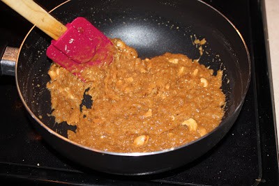 Lauki burfi cooked and garnished in a pan