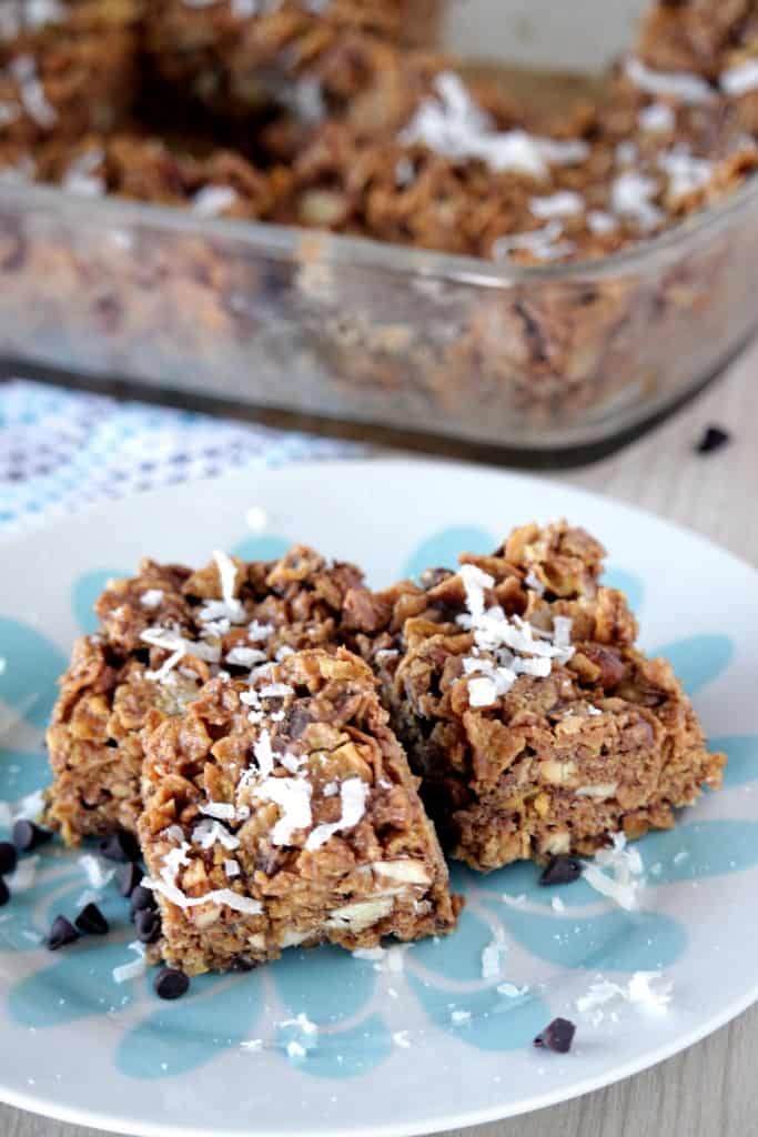 Peanut Butter chocolate Cereal Bar in a plate