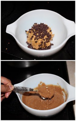 Melted peanut butter and chocolate