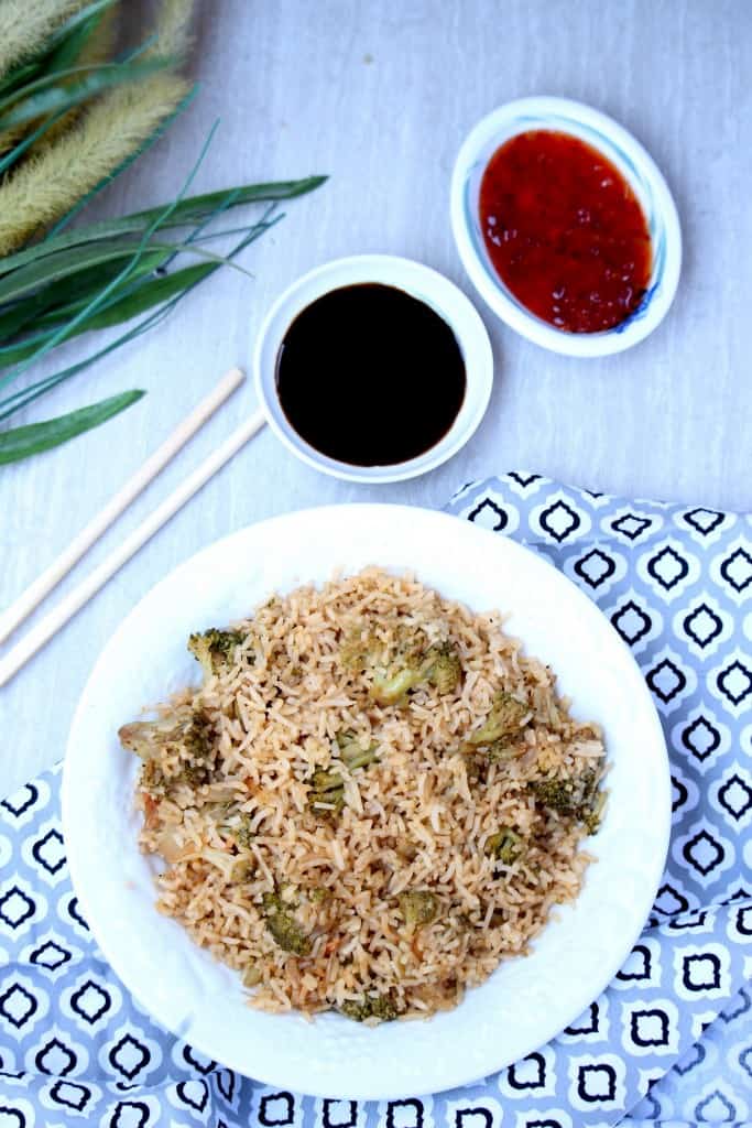 Broccoli Fried Rice with sauce