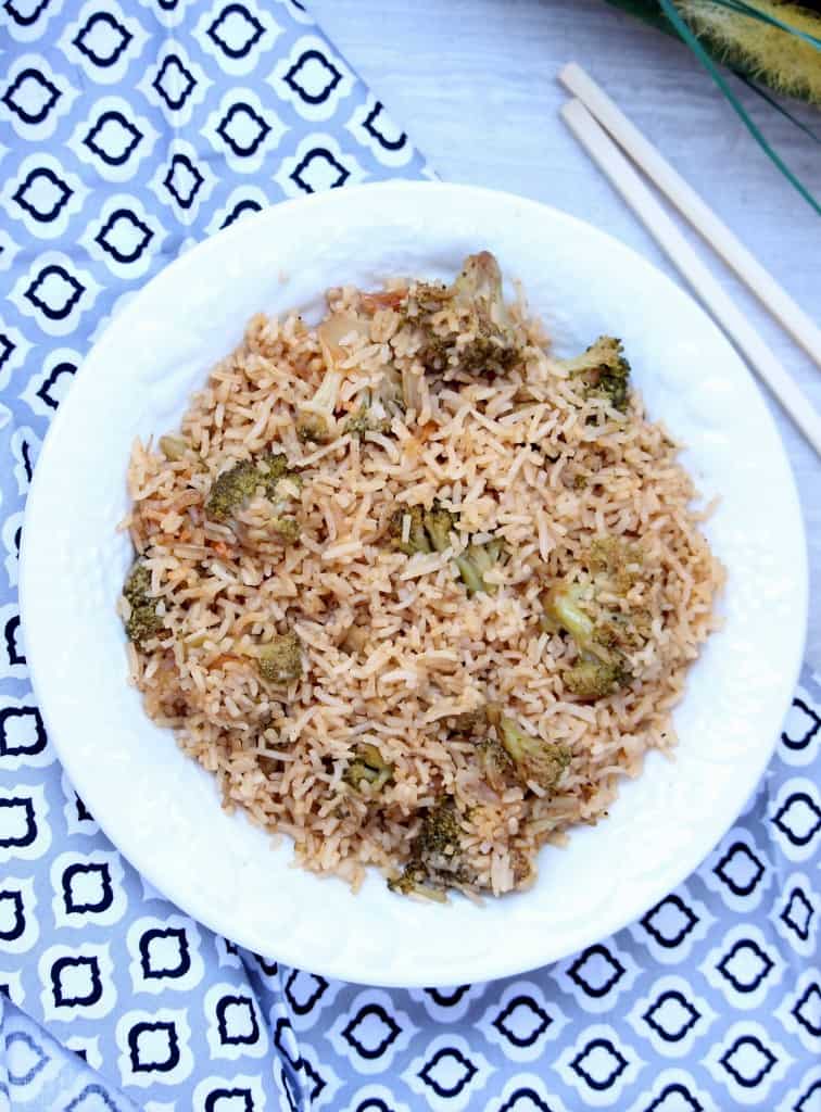 Broccoli Fried Rice in a dish