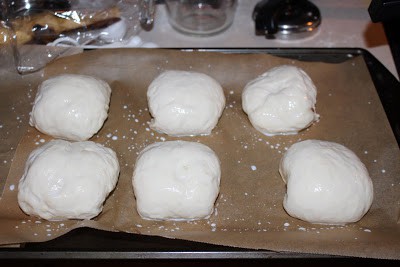 brushing the bun with milk