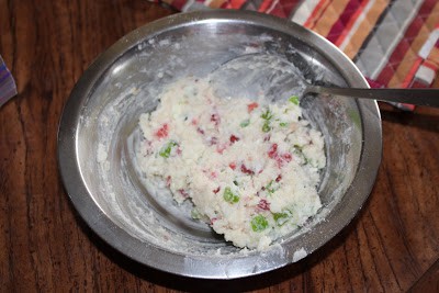 Mixing the ingredients in a bowl