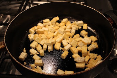 Frying Tofu in a pan