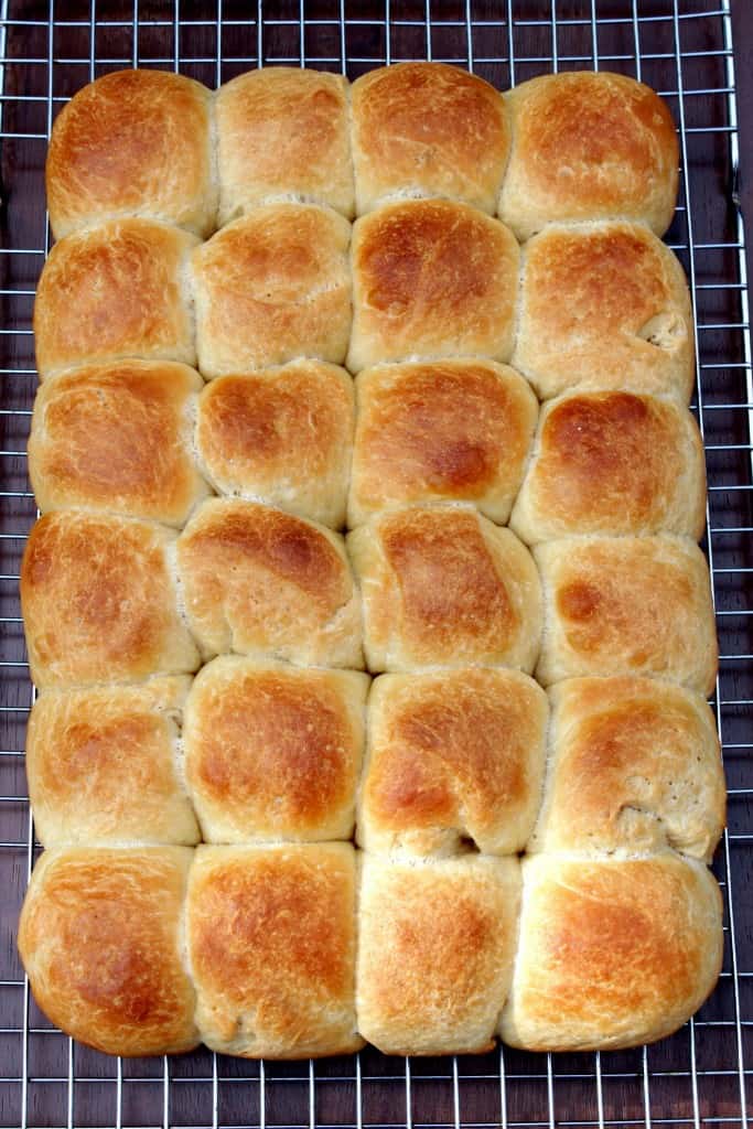 Hawaiian Buns on a wire rack.