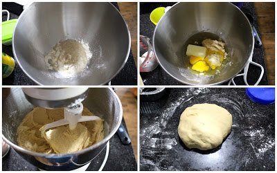 Kneading the dough by adding all the ingredients.
