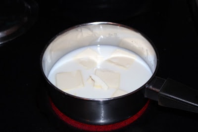 milk and butter heating 