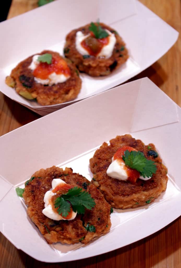 Refried Bean Cakes in a paper plate
