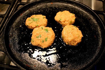 frying the patties in a Pan