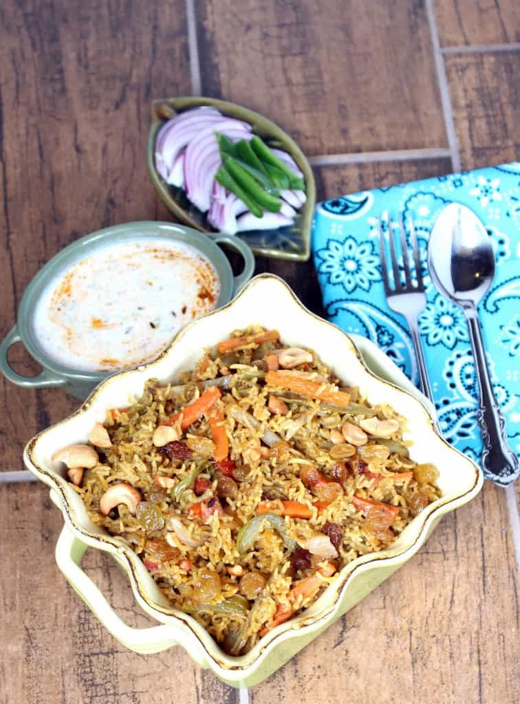 Easy One Pot Vegetable Biriyani is ready and served