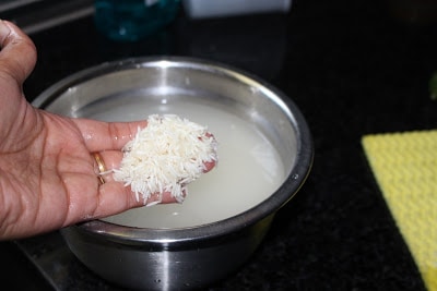 Rice soaked in water