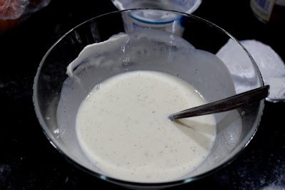 yogurt, condensed milk and cinnamon mixed