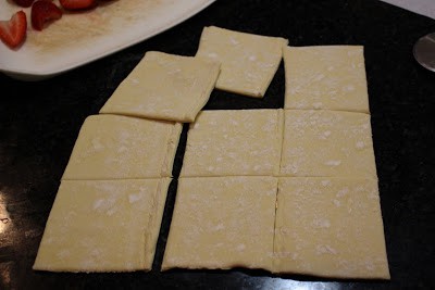 Cutting pastry in square shape