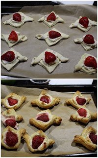 Strawberry cream cheese pastry served in a tray