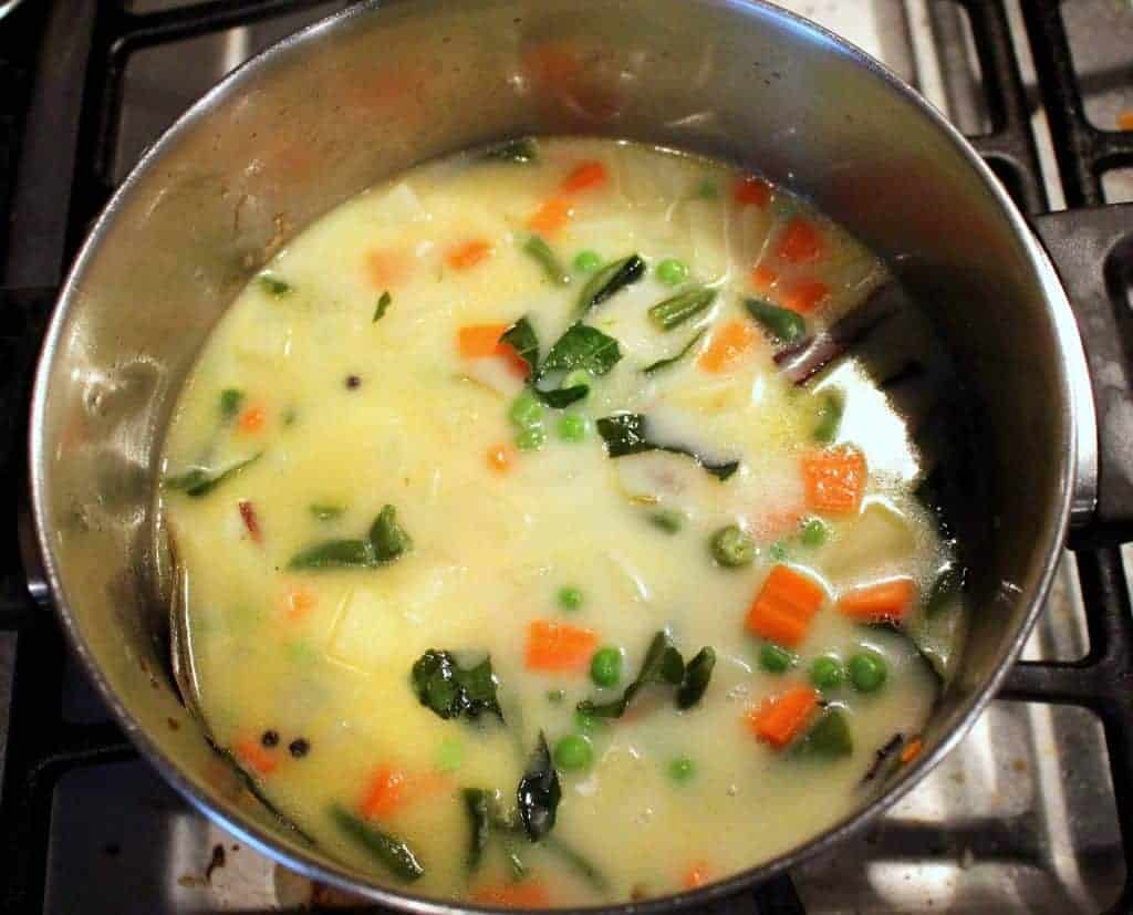 coconut milk added to vegetable