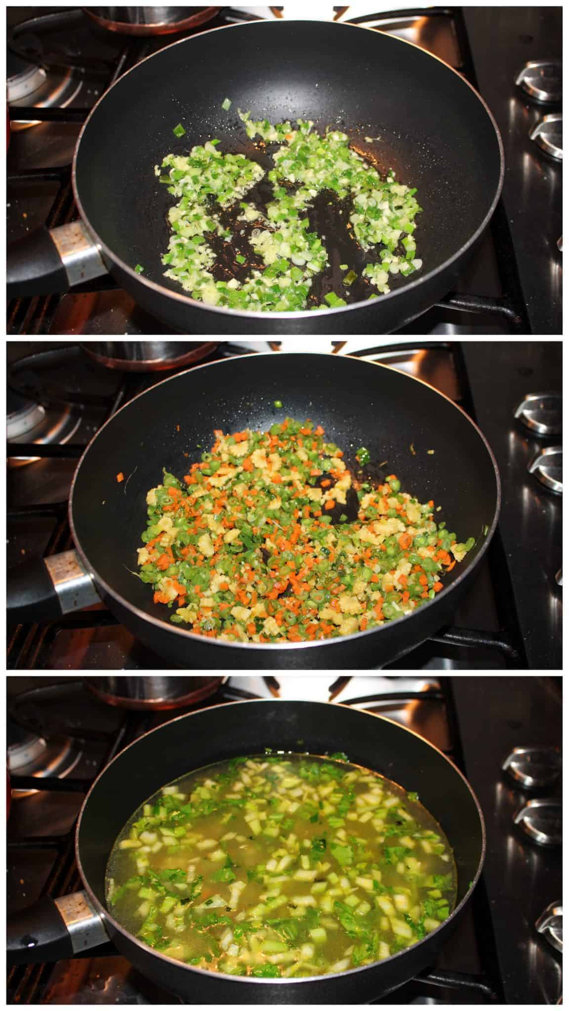 Frying All the Vegetables in a Hot Pan