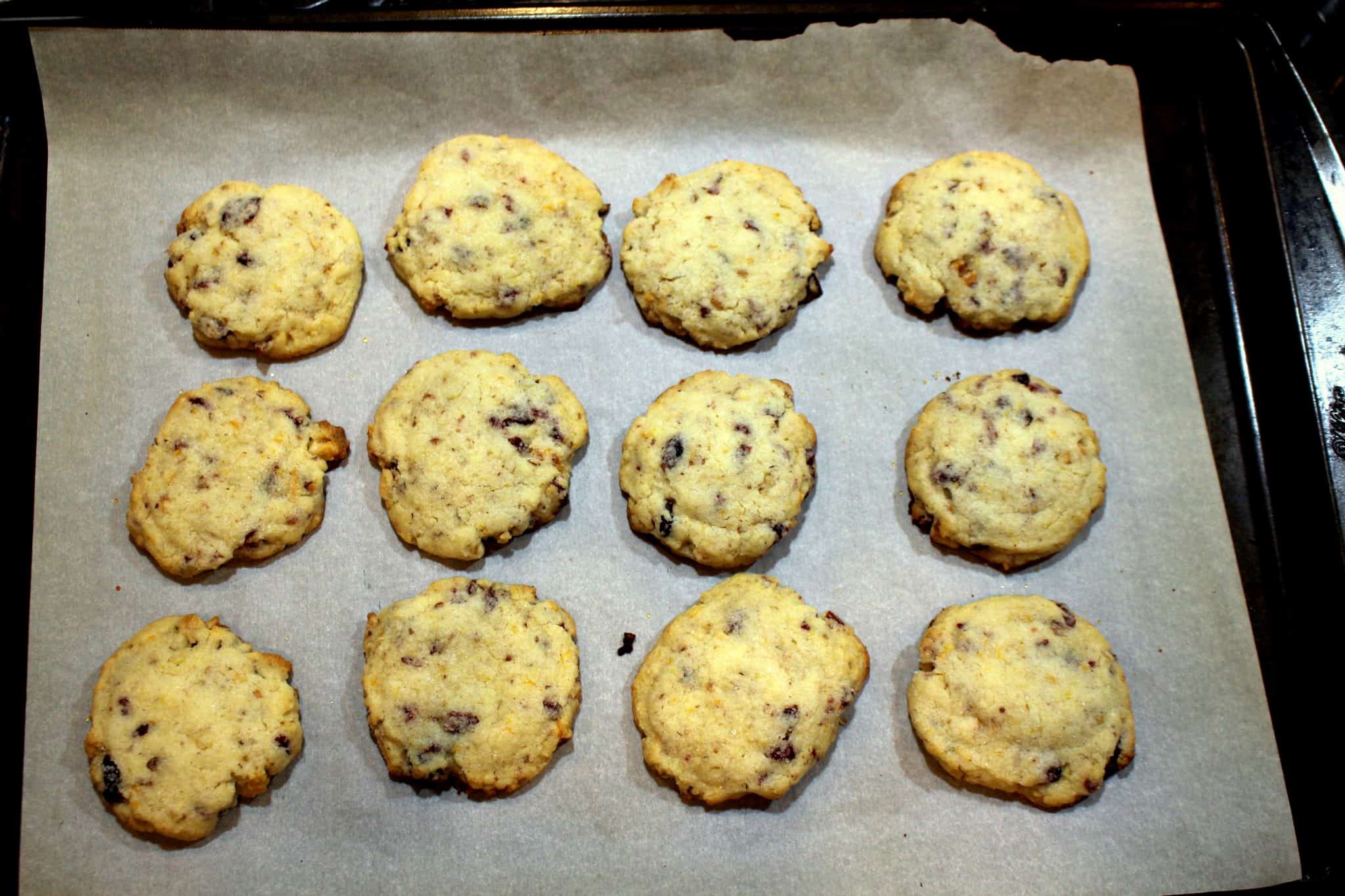 Cranberry Walnut Cookies on Baking Tray