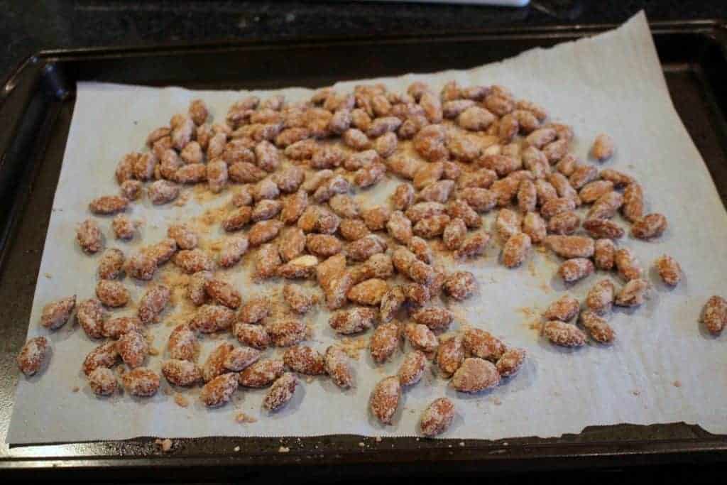 Dry Almonds in baking sheet