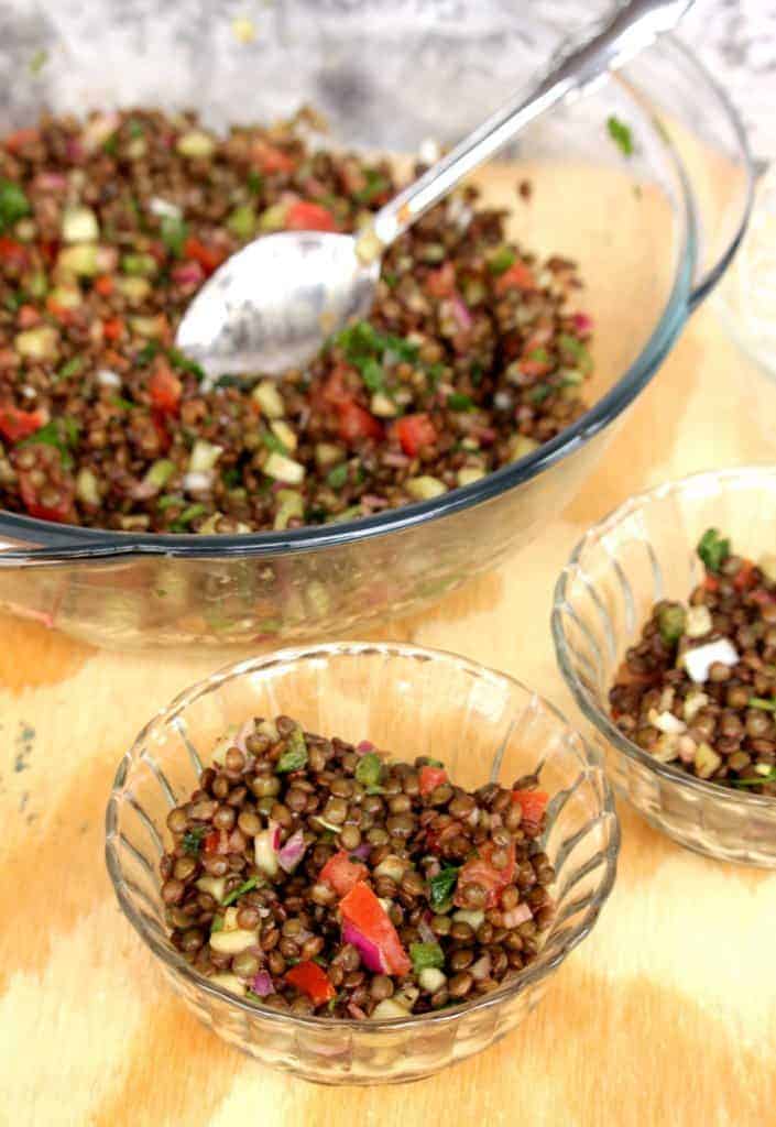 French Green Lentil Salad with Balsamic Vinegar Dressing - Final product