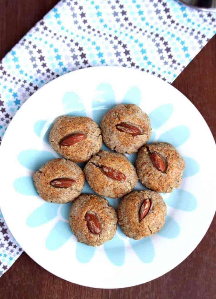 A for Almond Cookies Garnish with almonds