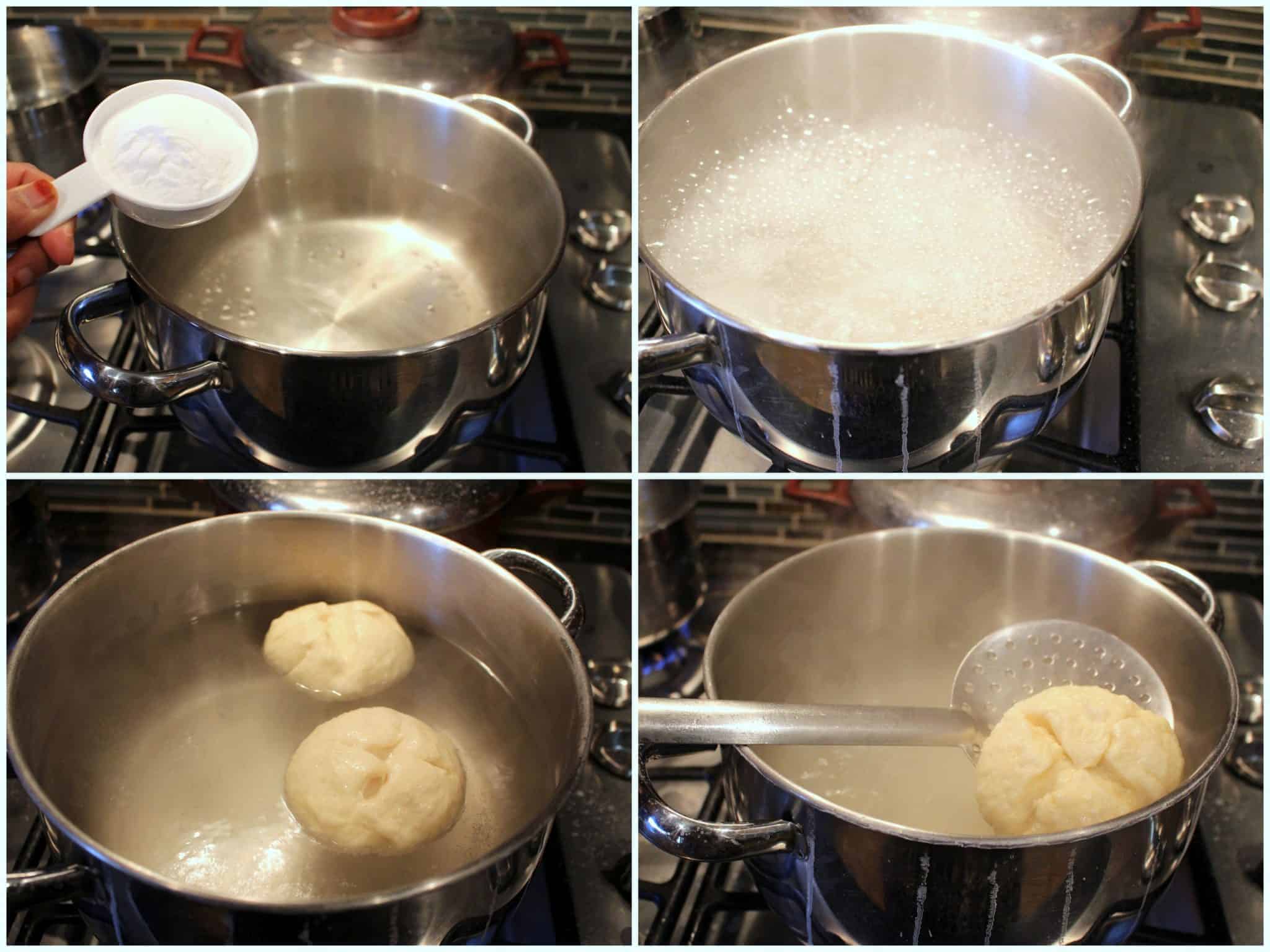 Preparing dough in baking soda bath