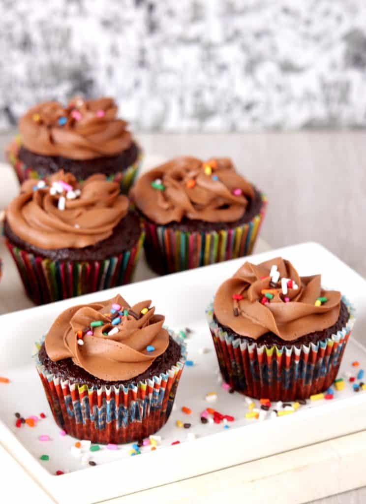 chocolate cupcakes with chocolate frosting