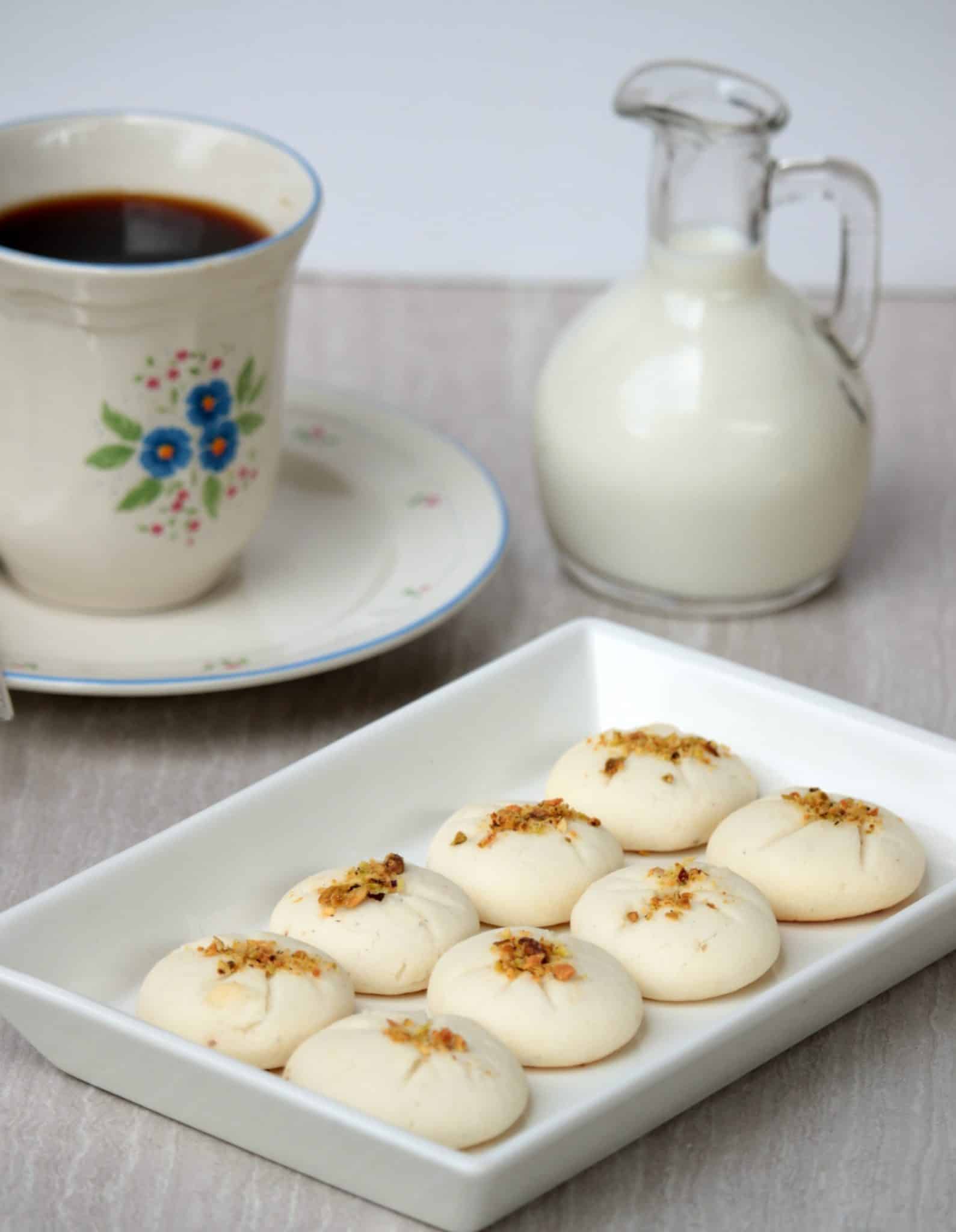  Persian Rice Flour Cookies in white plate