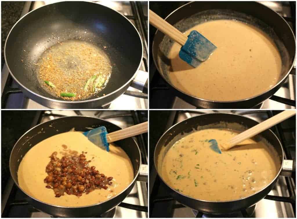 process shot to make chana in yogurt curry