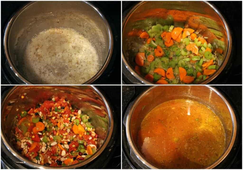 Process shot to make Vegetarian15 Bean Soup in the Instant Pot 