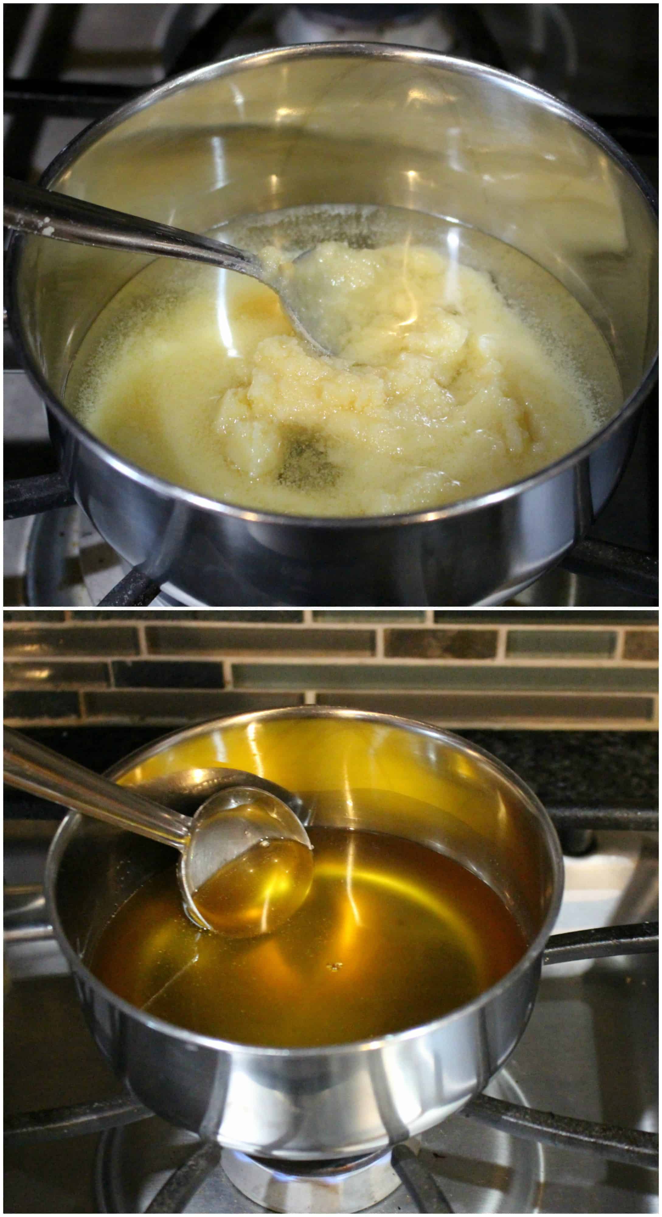 Melted ghee to make Mysore Pak