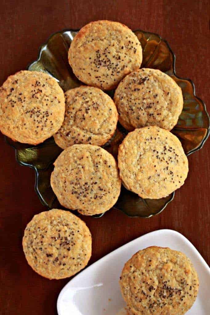 Lemon Chia Seed Muffins in plate and one on the outside