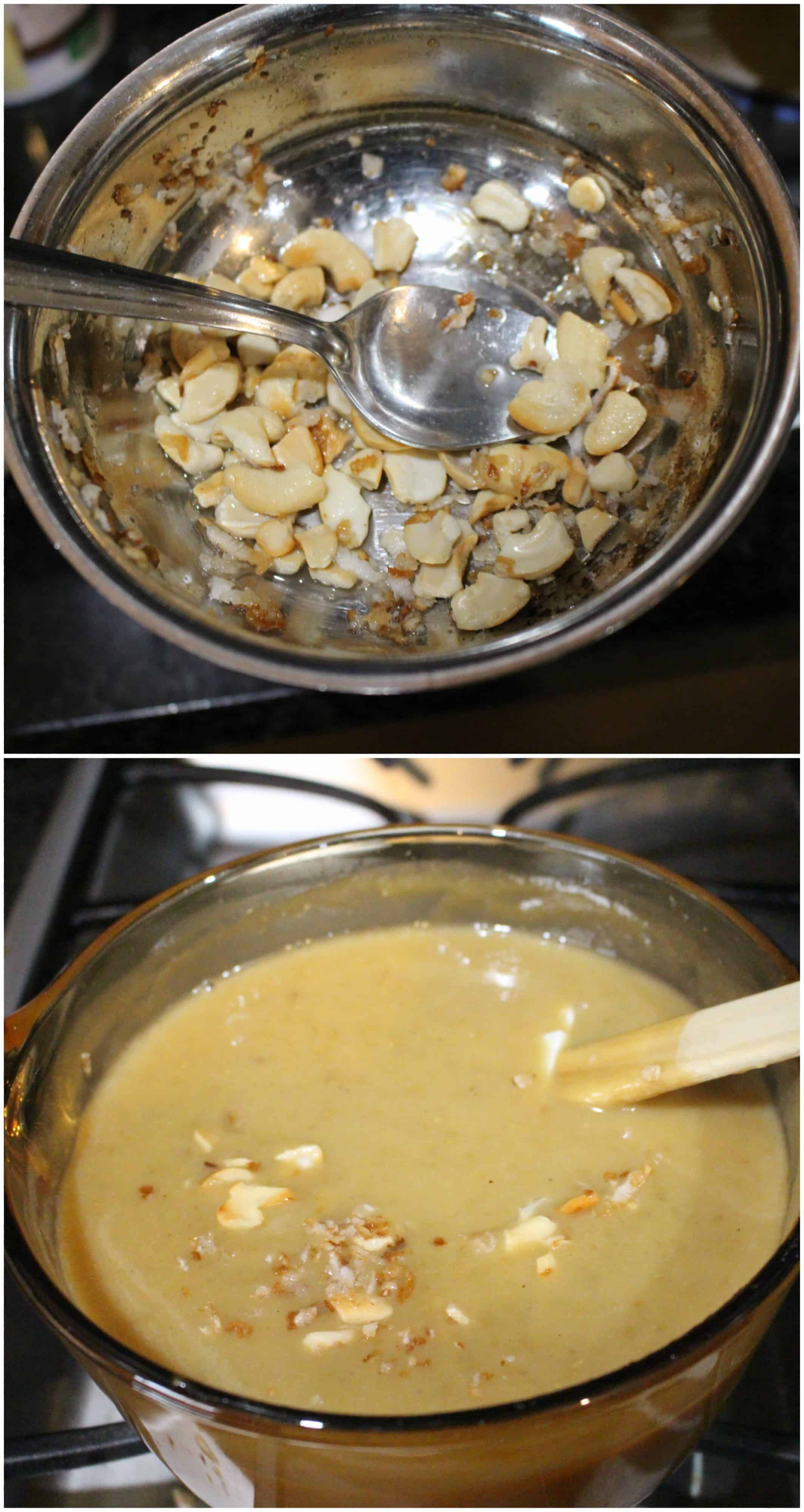 Adding roasted cashews