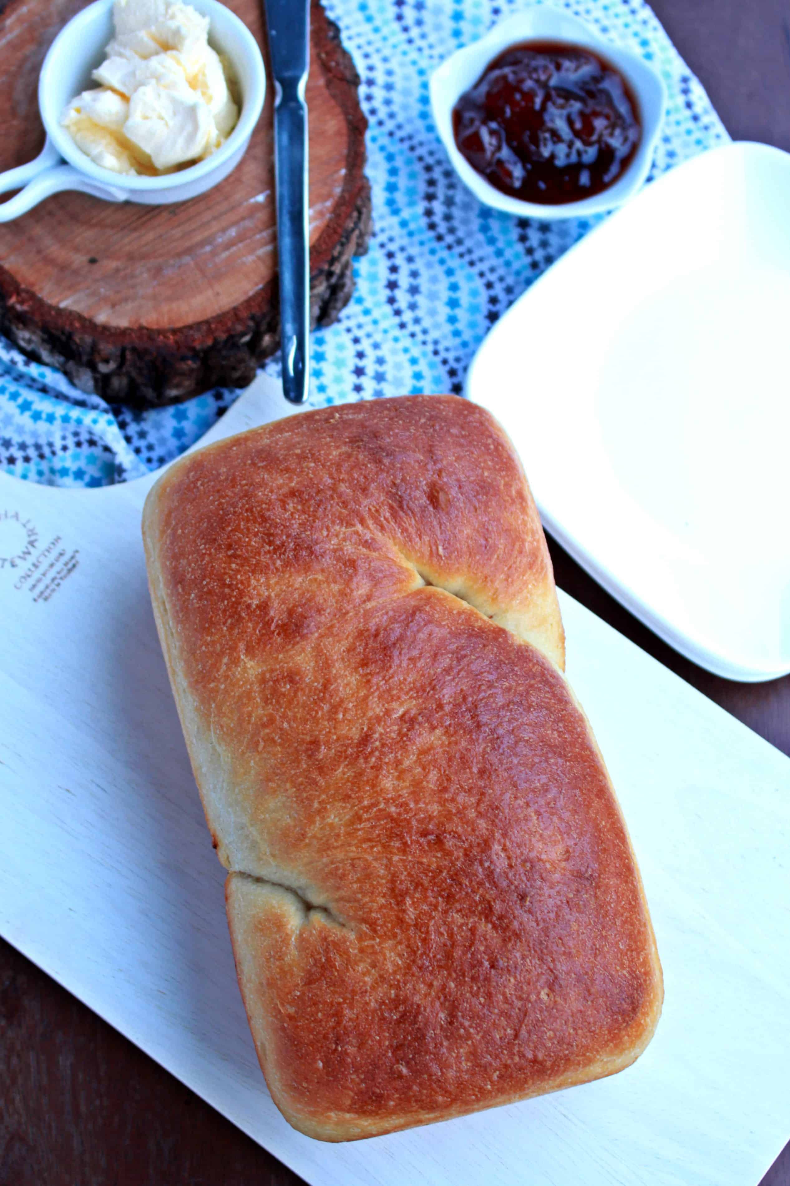 Victorian Milk Bread with butter and spread